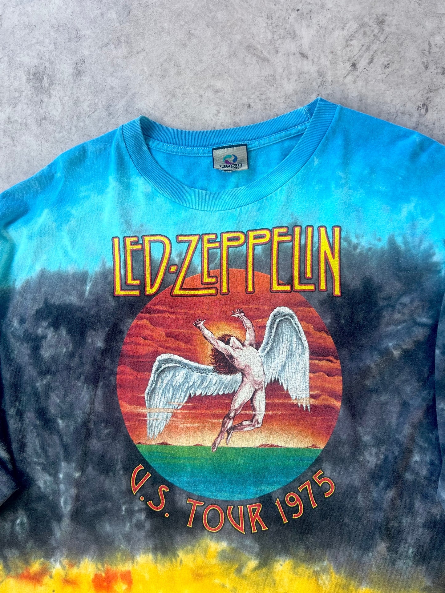90'S Led-Zeppelin U.S Tour 1975 Tie-Dye Tee (4XL)