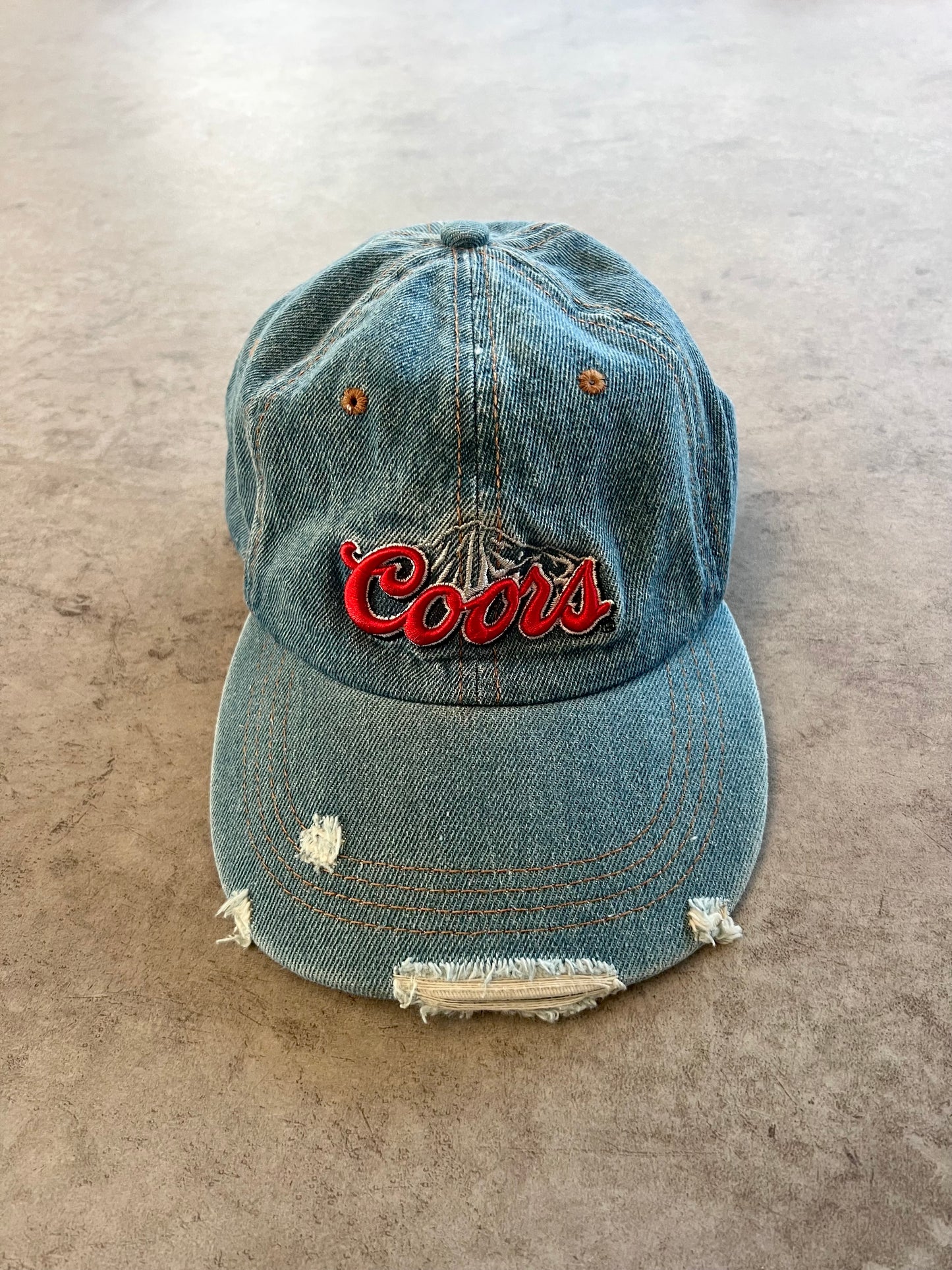 Vintage Coors Denim Distressed Beer Hat